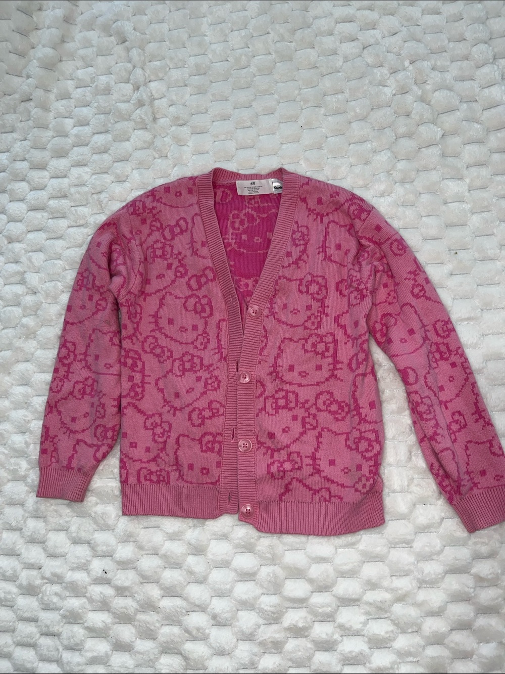 Sanrio Hello Kitty Two-Tone Pink Knit V-Neck Cardigan